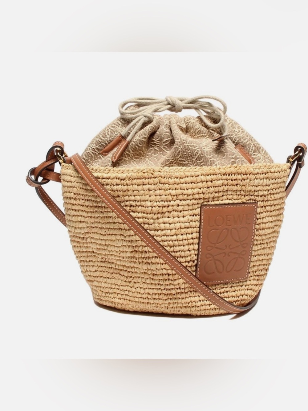 NWT Loewe Paula's Ibiza Anagram Raffia Pochette Bag